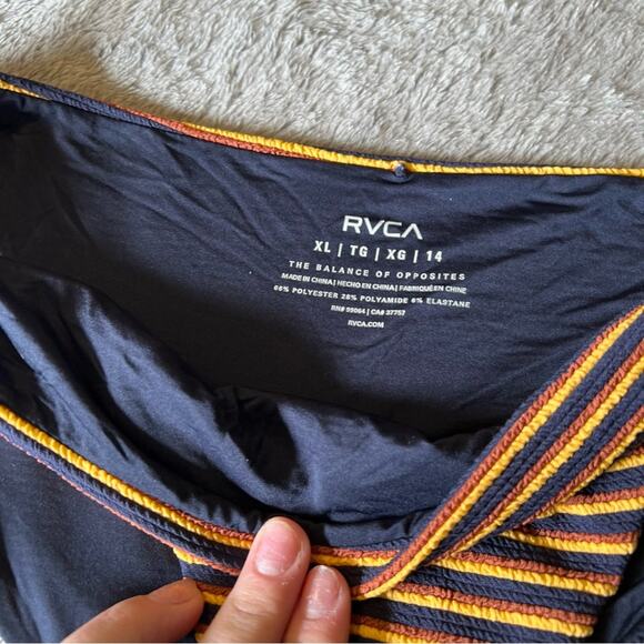 RVCA Bondi Stripe Knot Tri - Textured Stripe Bikini Two Piece Swimsuit Size XL - Picture 5 of 6